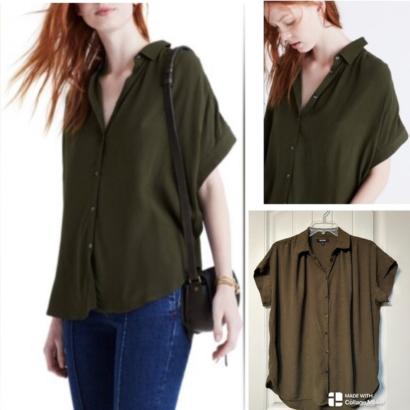 Madewell Tops - Madewell Central Drapey shirt in Olive